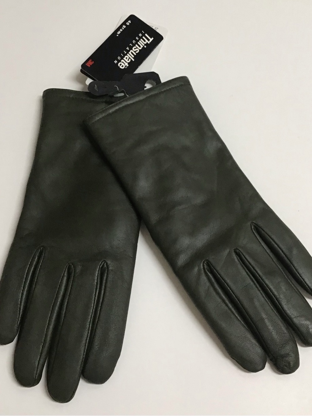 Genuine 100% Leather Gloves Women XL Olive Green 3M Thinsulate Insulated Tag NEW